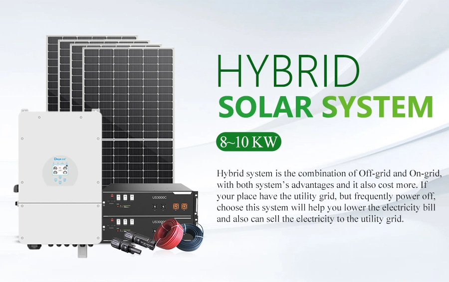 10 Years Warranty 10000W Hybrid Solar System 8kw 10kw 12kw Home Energy Storage System with Lithium Ion Battery